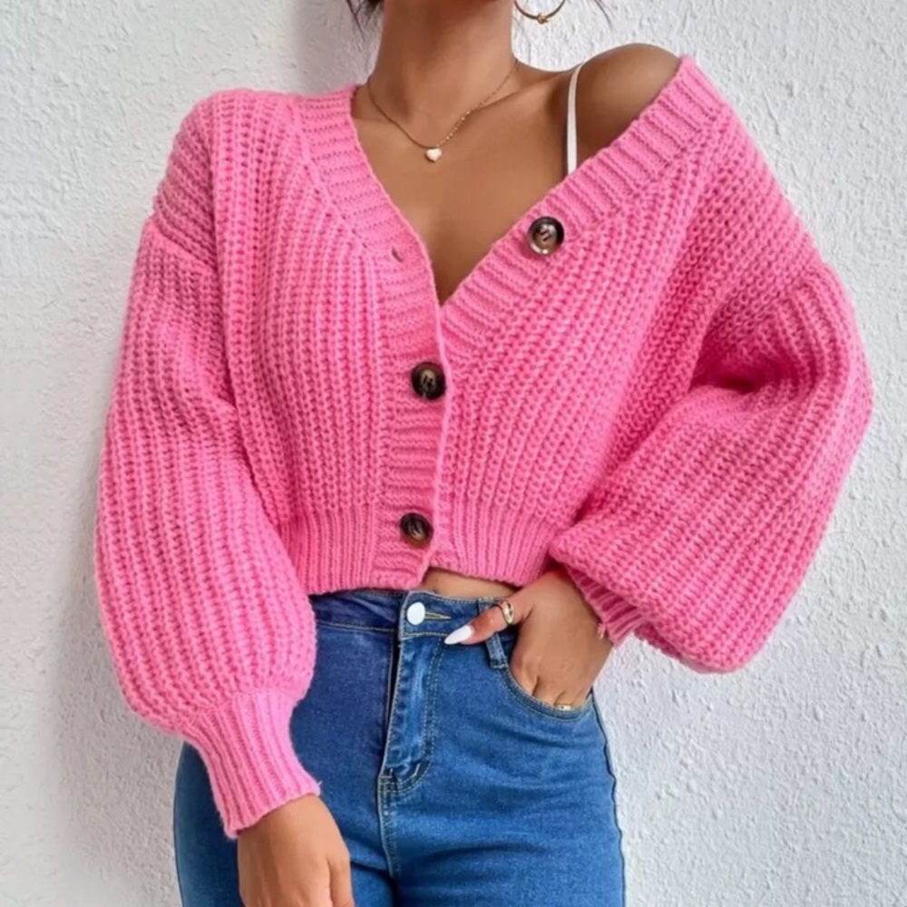 Chiquease Button Front Drop Shoulder Cardigan,Long Sleeve Tops